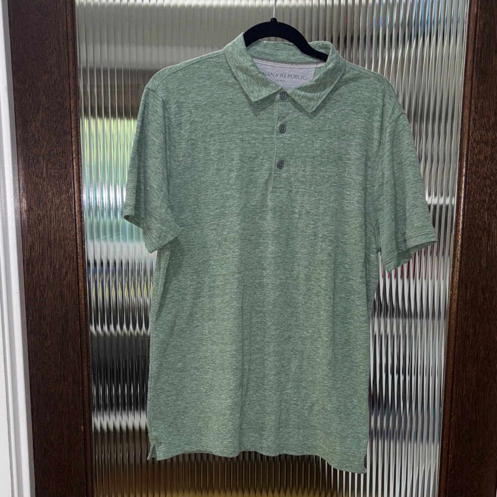 Banana Republic Heathered Green Polo Shirt